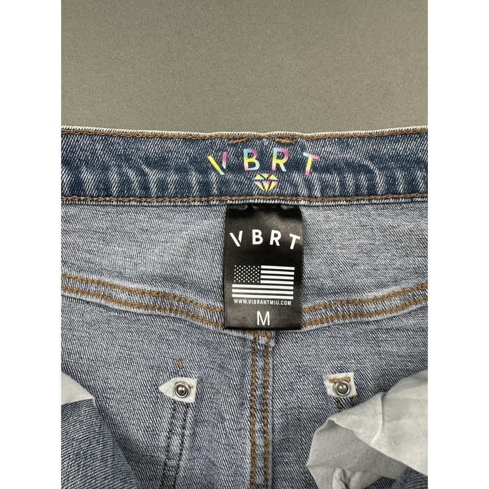 Vibrant VBRT Boot Barn Metallic Stars Rhinestone Denim Jean Women's M Skirt NEW - Picture 12 of 16